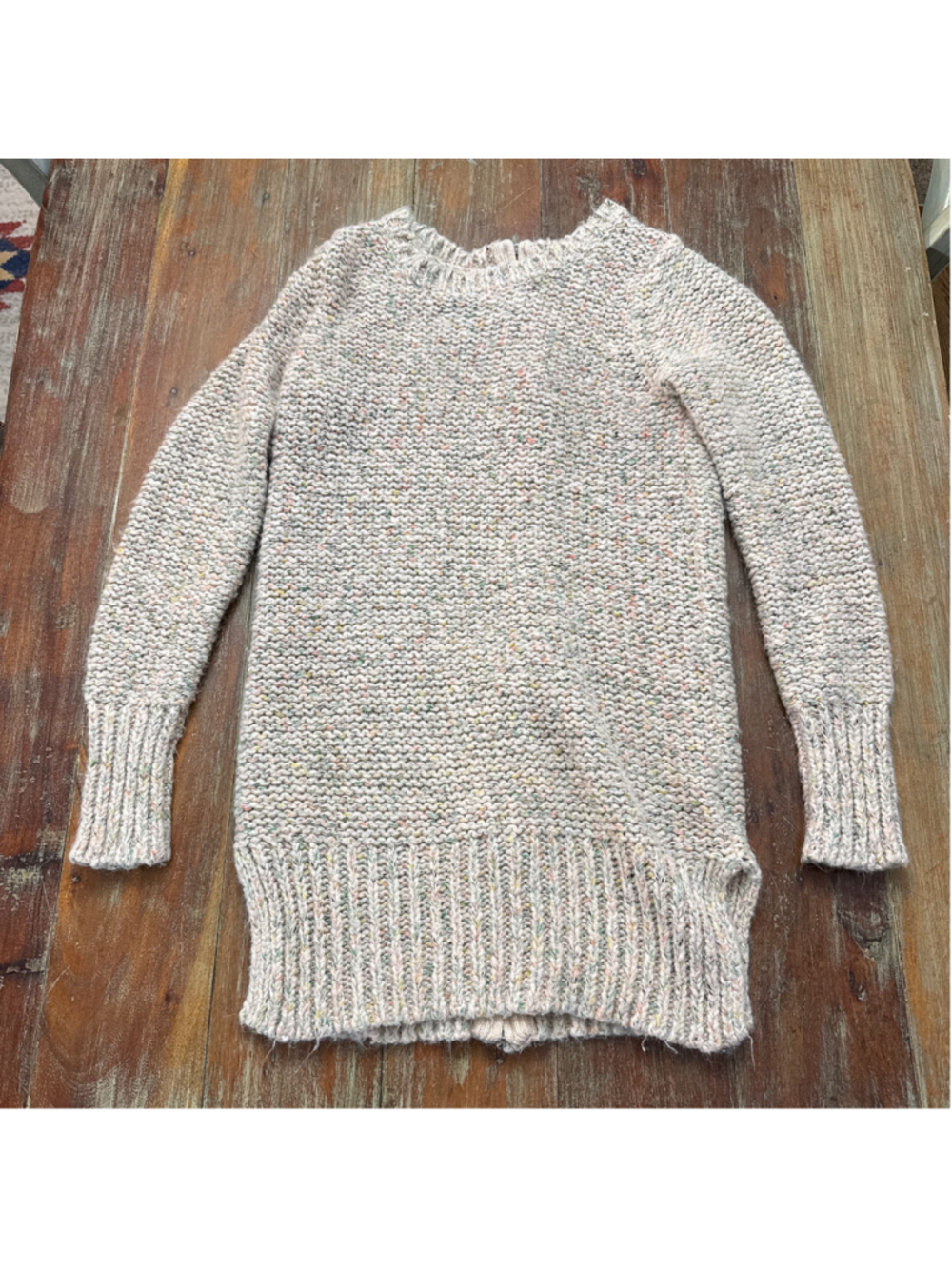 Ruby Moon Chunky Knit Speckled Sweater Tunic Wool Blend Back Zip Medium